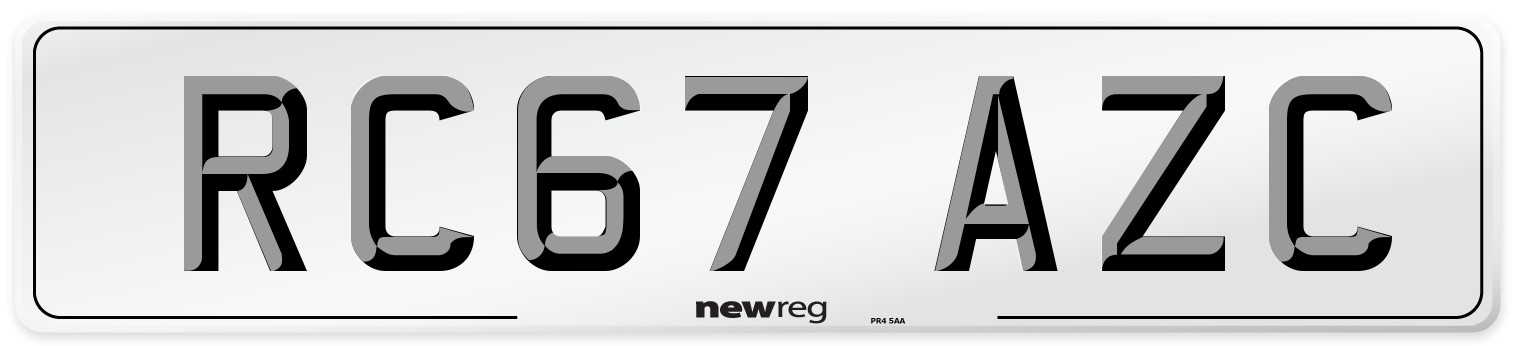 RC67 AZC Number Plate from New Reg